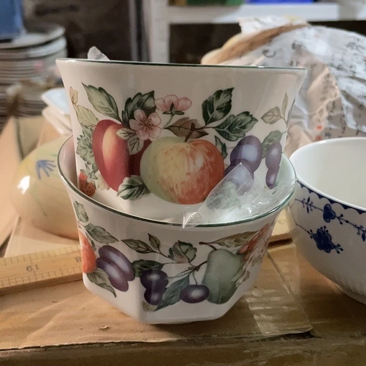 杯瓷片 八角水果糖水碗2个 微微瑕