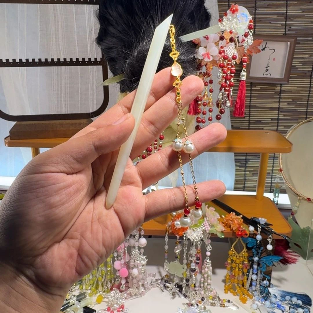 蛇纹石玉合金发饰