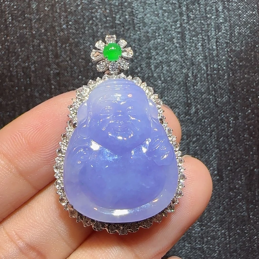 翡翠18K金镶嵌吊坠(不含链)紫色
