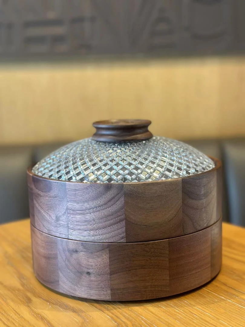 北美黑胡桃双层盘子大号小号