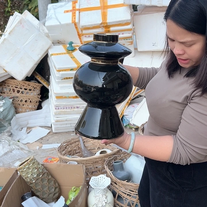 瓶高度35厘米口径6厘米瑕疵捡漏上釉不匀