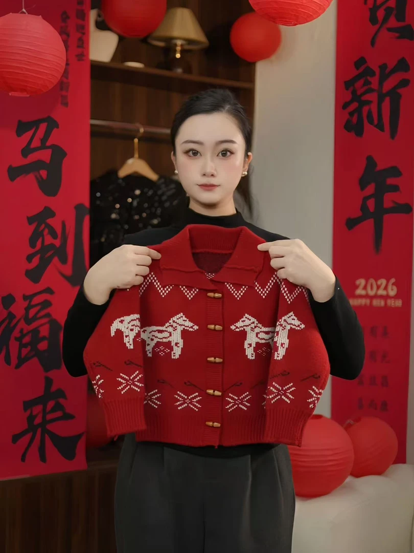 【马到吉祥】2025冬季男童卡通马年红色国风时尚年服yL1108