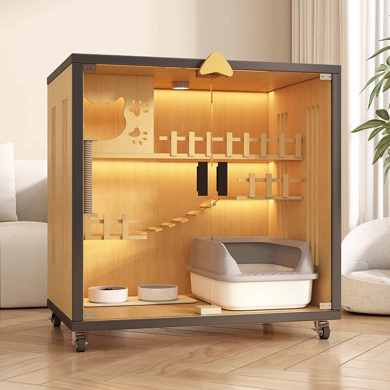 猫别墅猫形猫爬架家用室内猫笼子木质猫屋猫舍猫柜全景猫房子猫窝