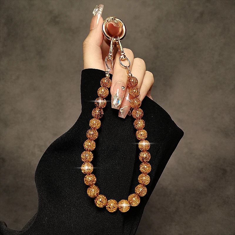 时尚复古爆裂珠手机链短款手腕手提链手工串珠手机挂绳手机壳挂件