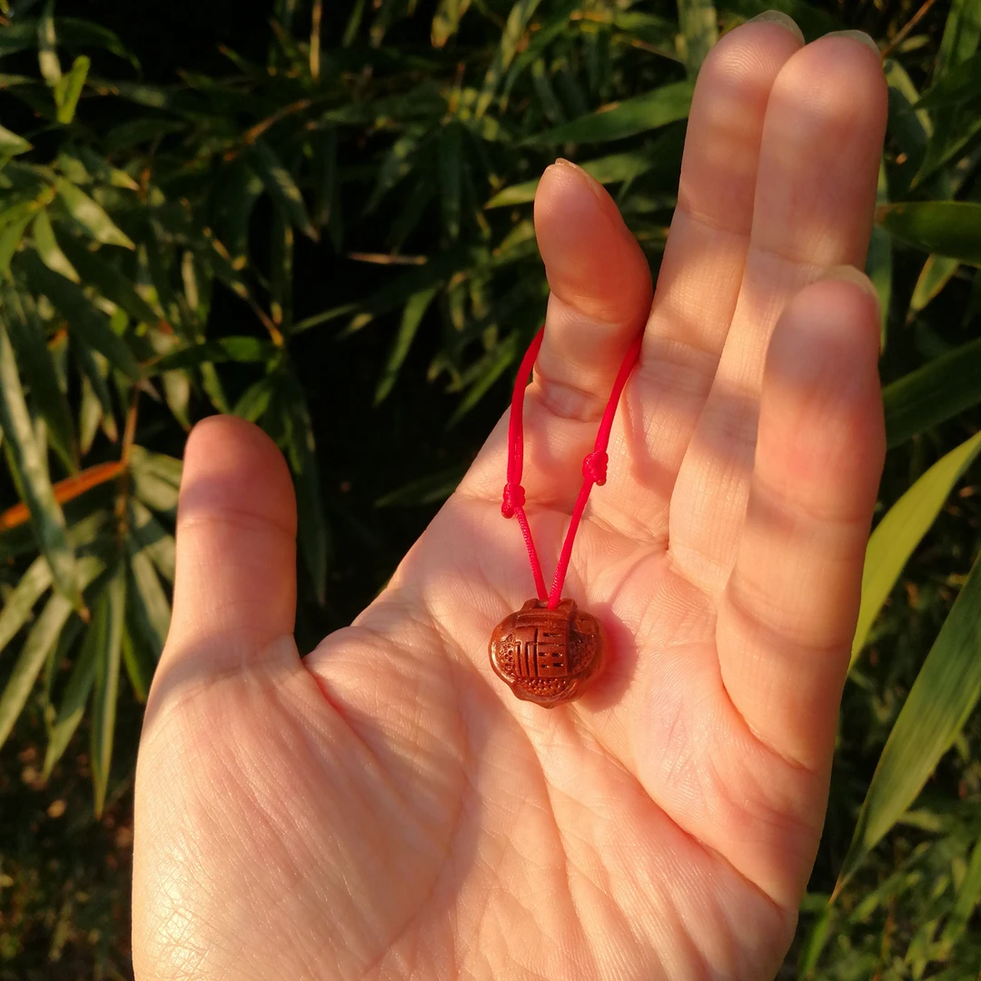 野生桃核手工雕刻福字如意文玩把件成人手绳脚绳礼物