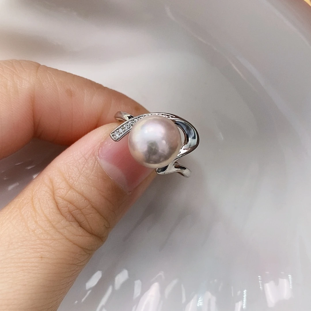 银S925镶嵌特价淡水新品戒指淡水珍珠
