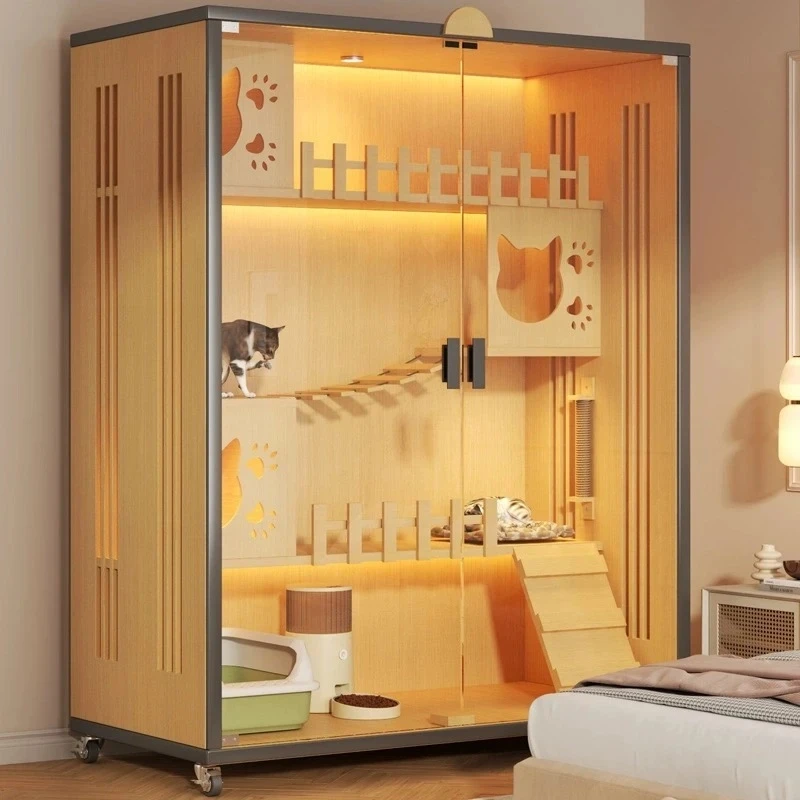 猫别墅玻璃宠物柜猫笼子猫窝猫屋家用清仓室内猫房子猫柜子