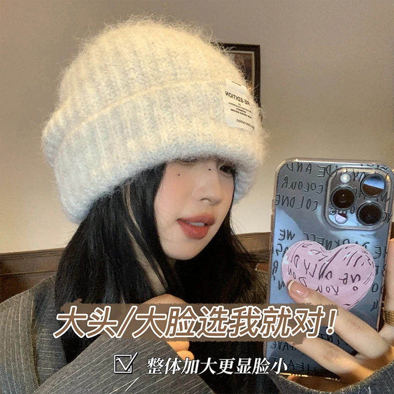 大头围帽子简约百搭大头大脸显脸小针织帽