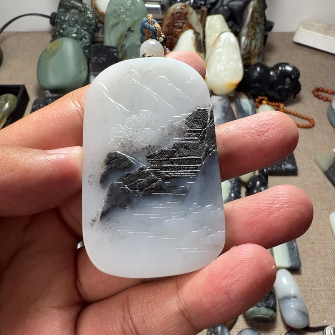 和田玉未镶嵌挂件山水