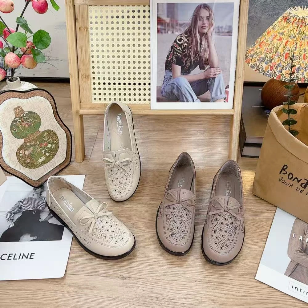 B907舒适软底洞洞镂空妈妈单鞋仓