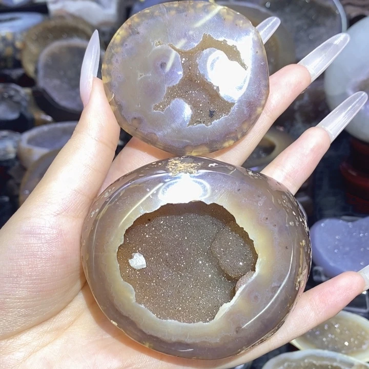 未镶嵌珠宝半成品紫晶黄软啵啵奇石盆