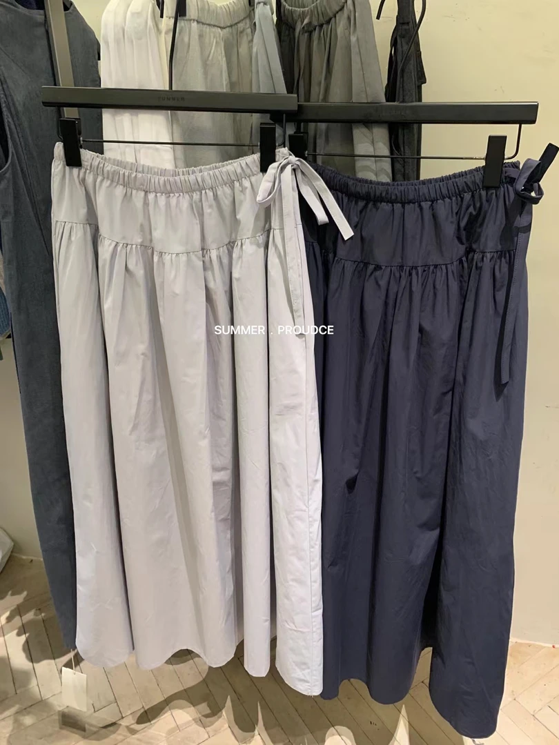 韩系设计感大裙摆抽绳显瘦半身裙1620（腰可调节，有里衬）