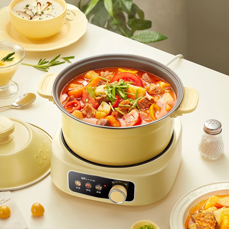 小熊分体式电煮锅小型电火锅电热锅分体式电炒锅铸铁珐琅料理锅