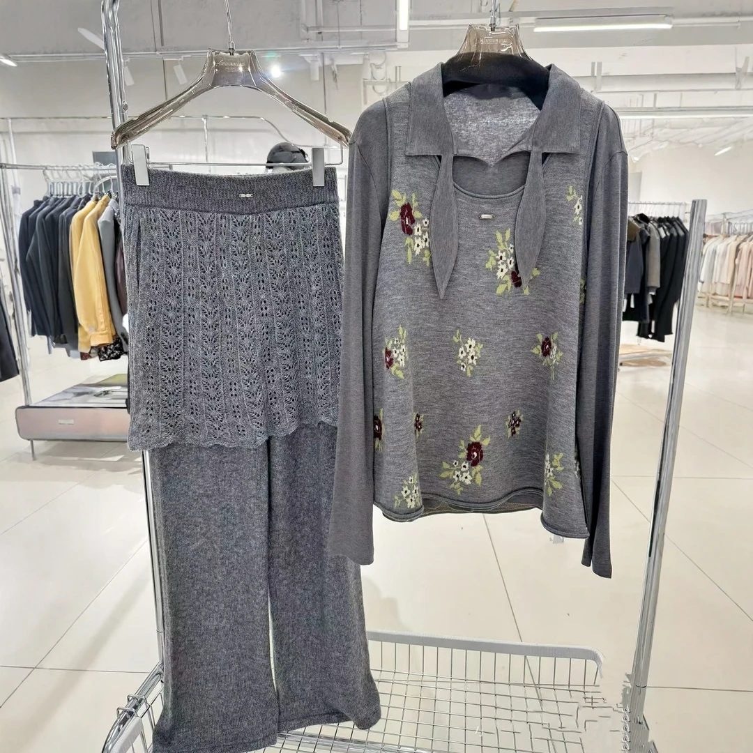 【ASY羊毛屁帘裙裤】设计师品牌一体裤镂空假两件针织裙裤裙摆