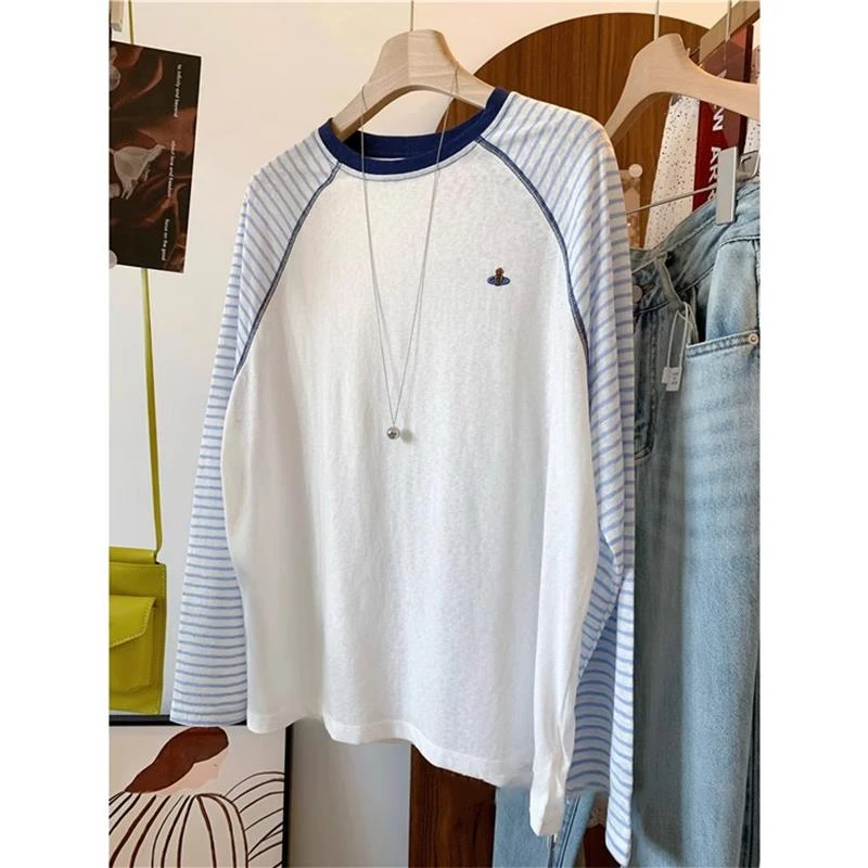 撞色领插肩长袖防晒罩衫女2025夏季新款薄款透气宽松显瘦遮阳上衣