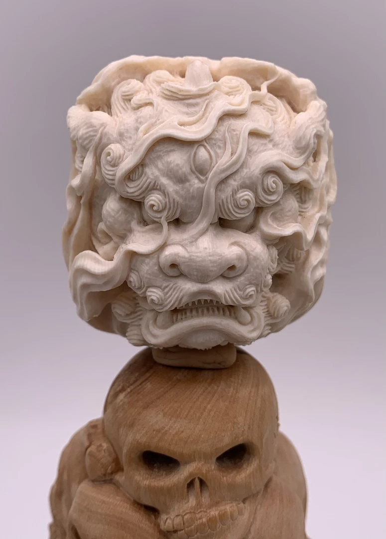 文玩收藏牙雕工艺品猛犸雕刻谛听手把件摆件