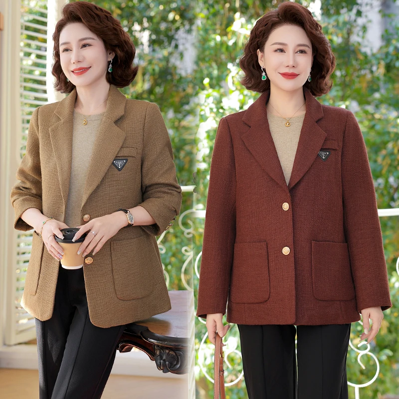 中年妈妈春装外套新款洋气上衣2025新款40岁50中老年女装妇女西服