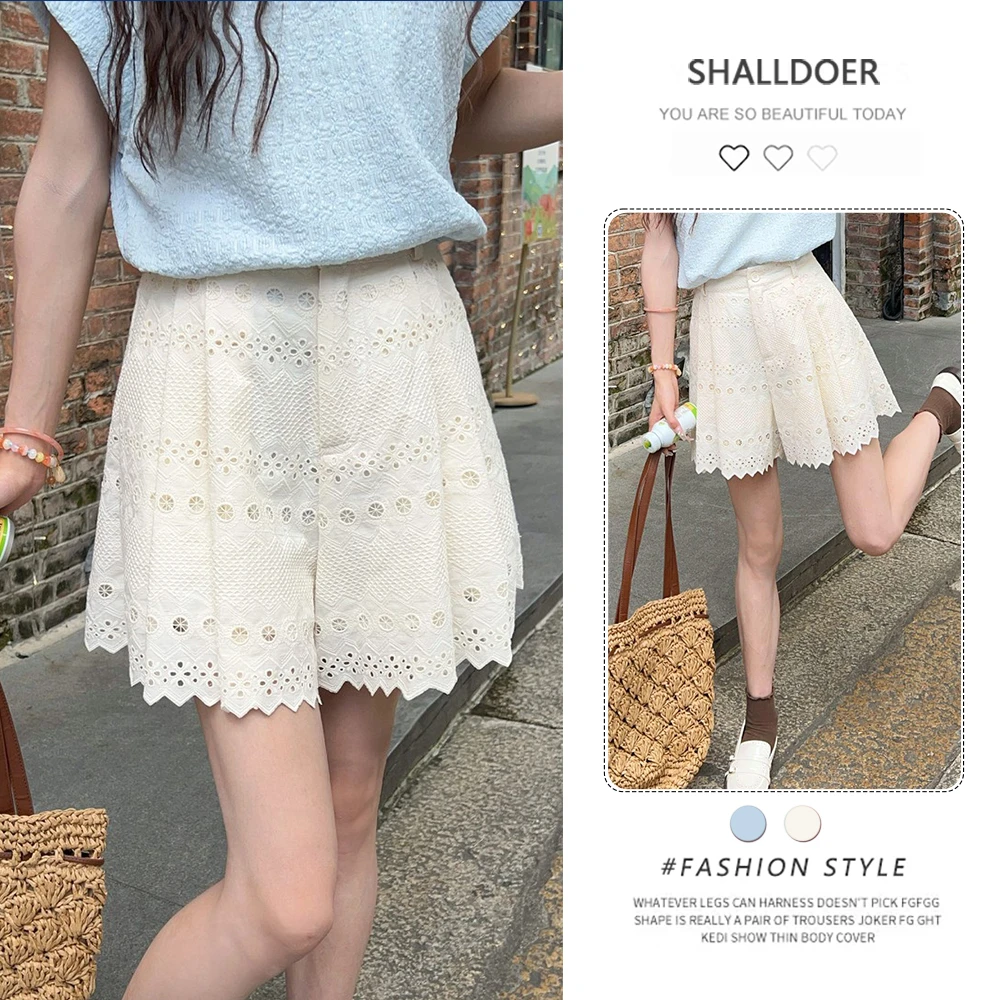 港风复古镂空高腰纯色裙裤女2025夏季新款时尚休闲百搭设计感裙裤