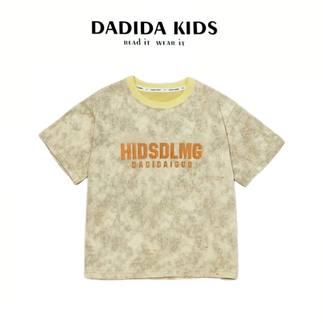 dadida/嗒嘀嗒夏季男童童装美式复古ins潮流时尚T恤805100105GX