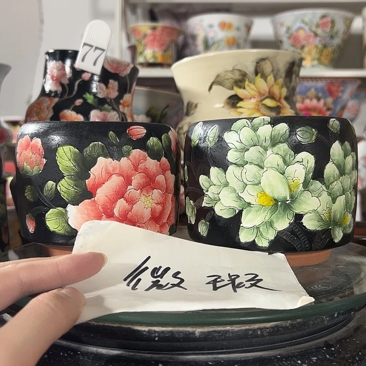 景德镇幸运花盆手绘韩式花盆