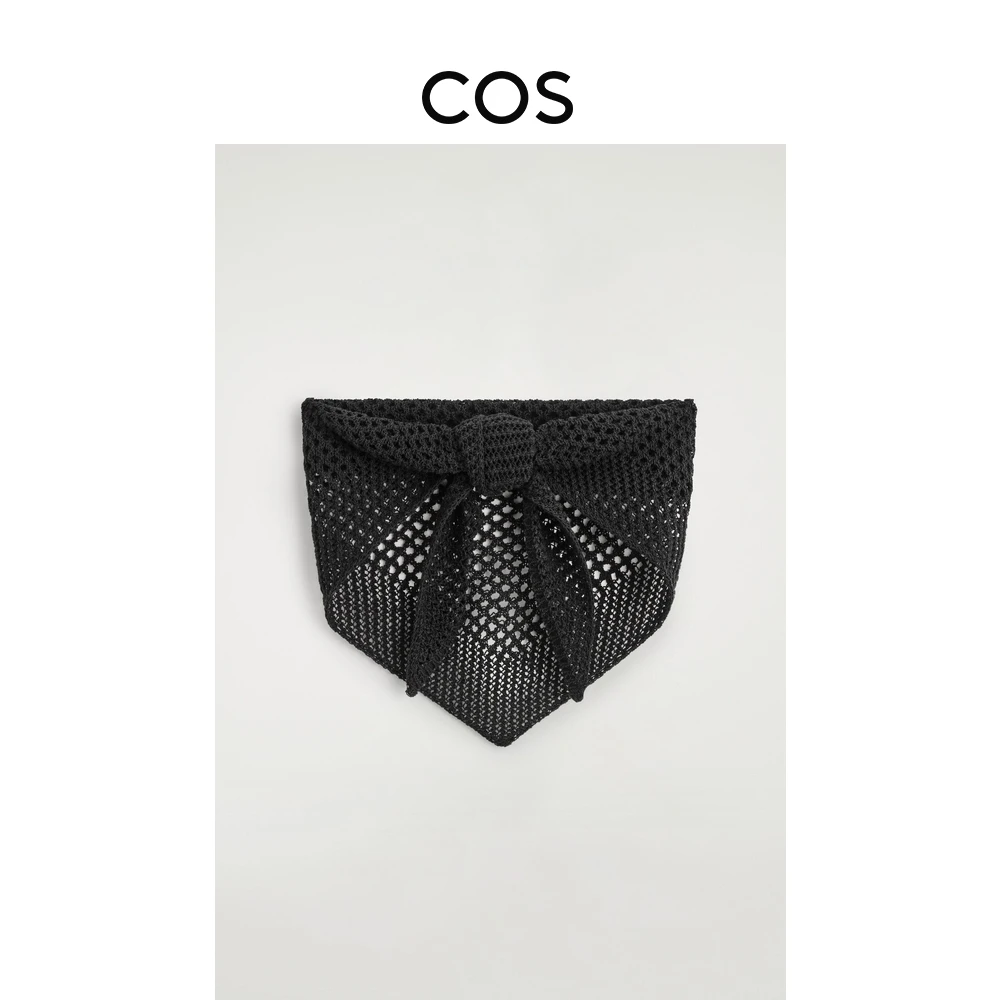 COS女士 网眼针织三角围巾黑色2025秋季新品1284320003