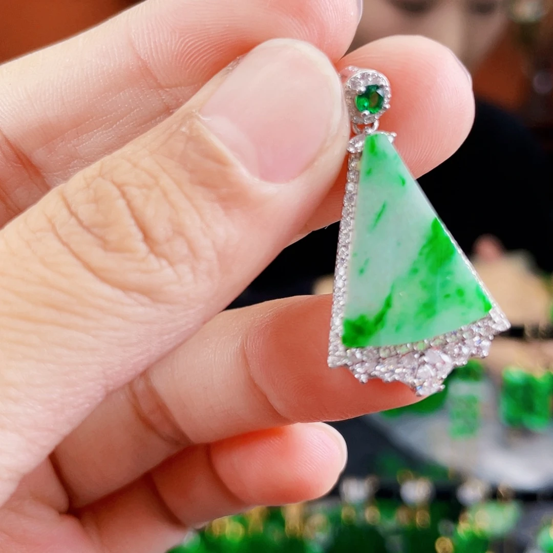 翡翠银S925镶嵌耳饰