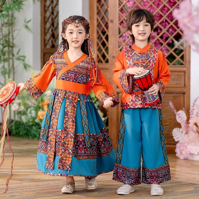 广西三月三壮服少数民族服饰儿童六一演出服男女童异域服装表演服