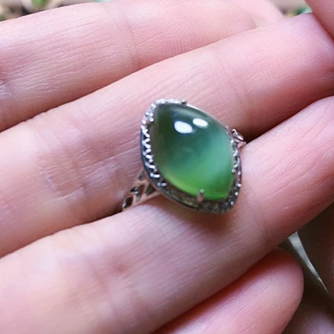 和田玉戒指银S925镶嵌