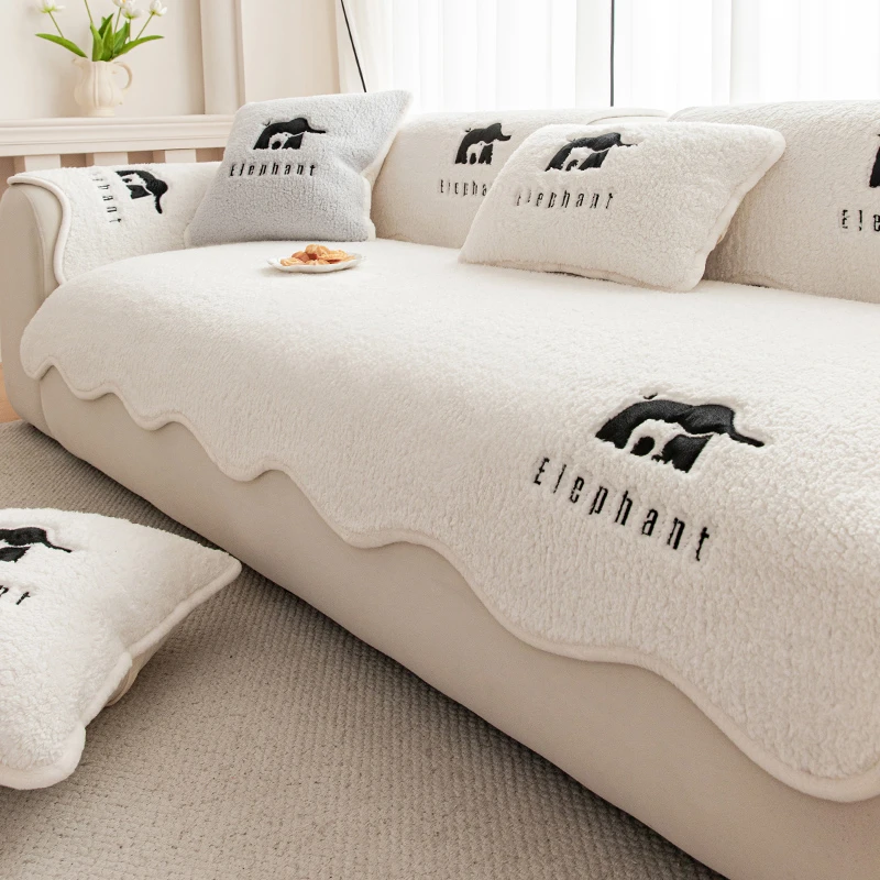 2025新款加厚毛绒沙发垫异形沙发盖布巾固定防滑直排坐垫沙发套罩