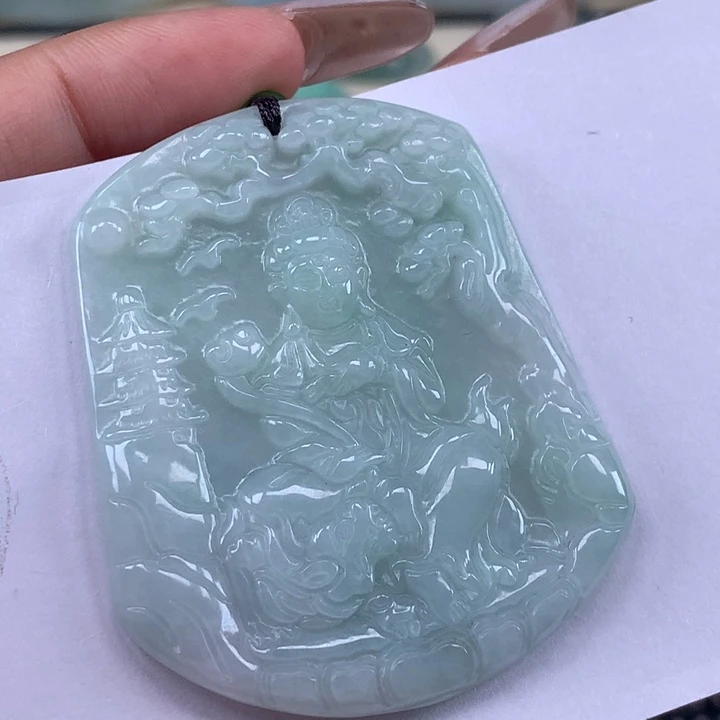颈饰未镶嵌翡翠文殊菩萨吊坠