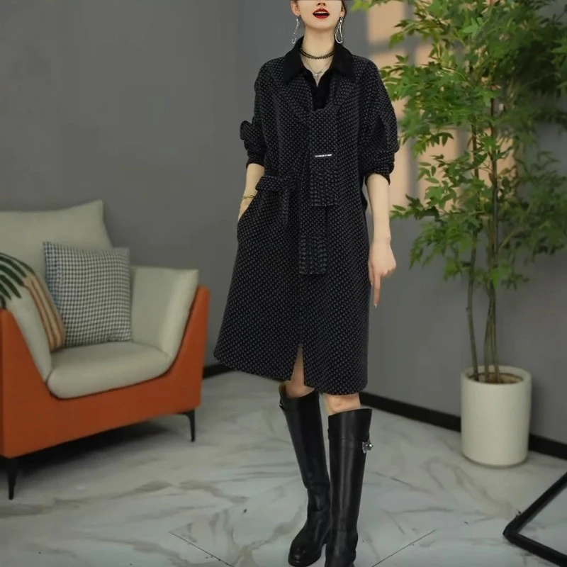 原创设计师款冬季时尚欧版加厚保暖假两件宽松遮肉连衣裙打底裙