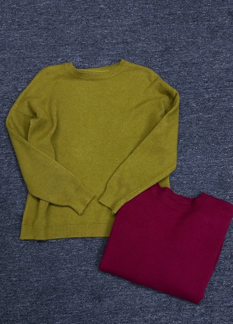 宽松型加绒加厚款女圆领针织毛衣衫网红秋冬