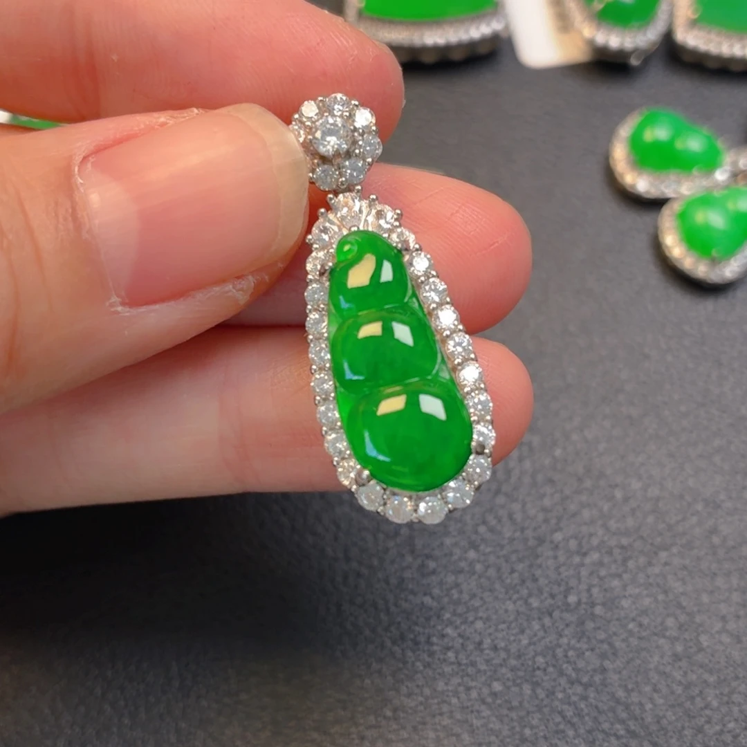 翡翠银S925镶嵌吊坠(不含链)