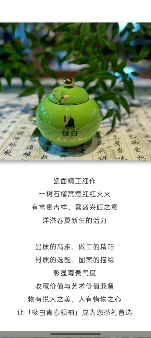 安吉白茶金奖极白香回甘鲜味道好瓷瓶装50克绿茶送一泡茶喝