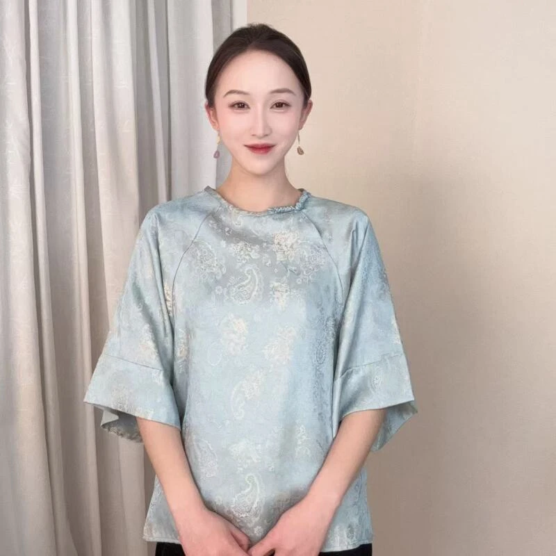 【腰果花】2025新款新中式国风提花短袖-MJM-57