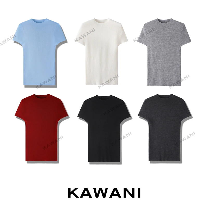 【KAWANI】120S德国Biella100羊毛扬子纱短袖夏季薄款修身打底衫