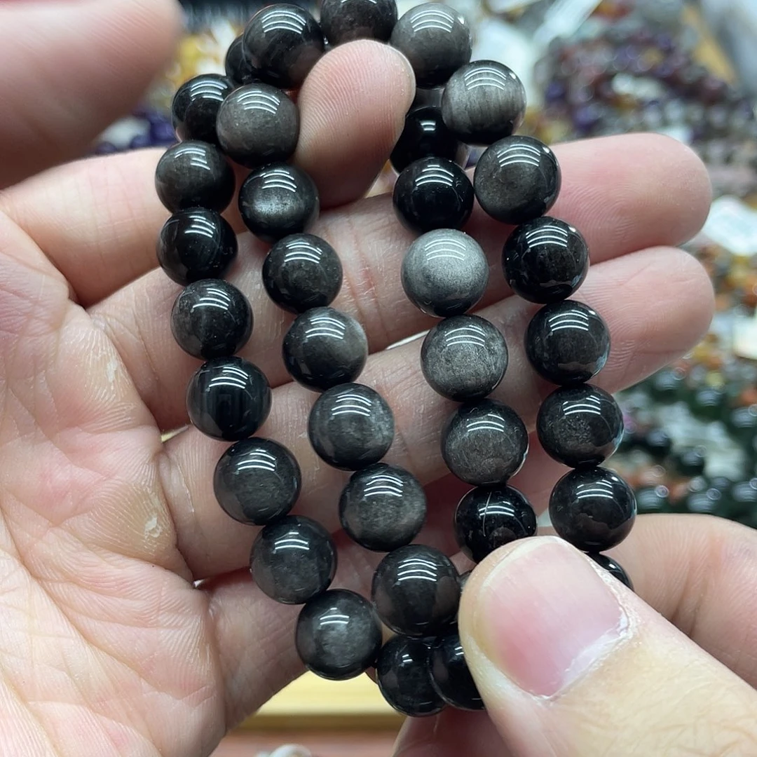 黑曜岩未镶嵌手链多样性发货发一条