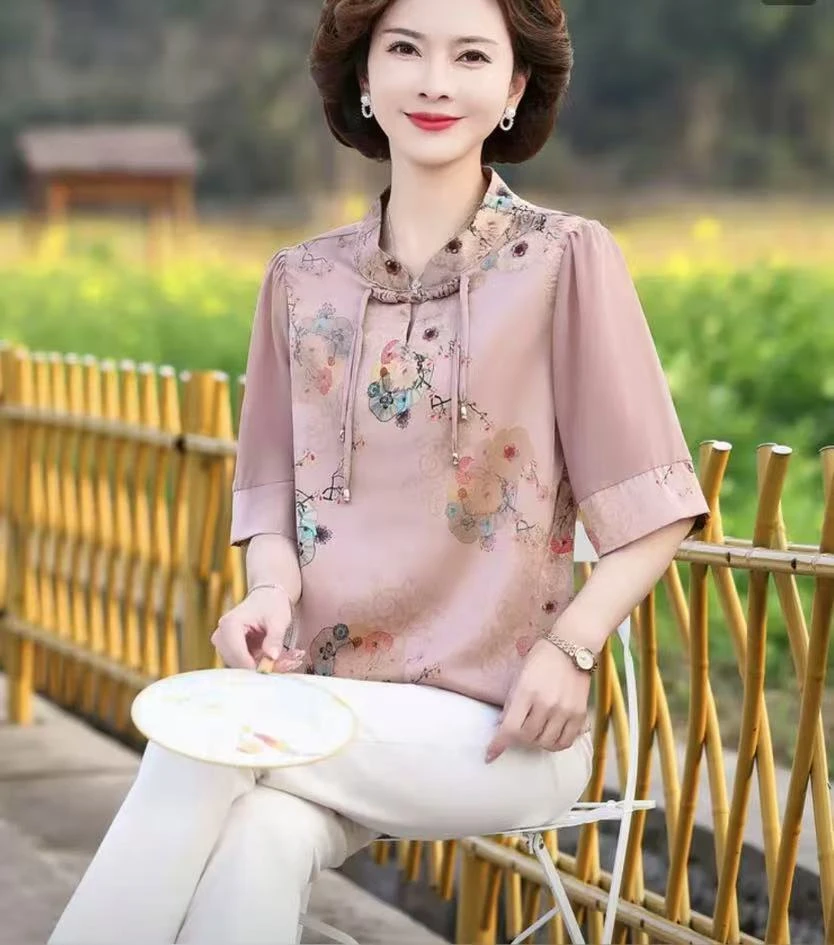 编号201-230号新款妈妈时尚定制洋气显瘦气质遮肚上衣