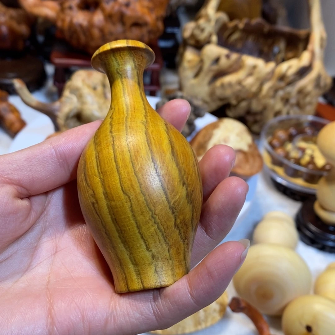 香榧木花瓶文玩手把件文玩手