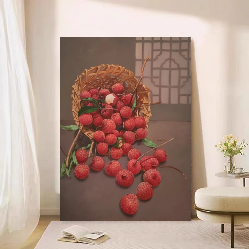定金《红荔倾筐》 60*80含内框，刘春建手绘油画客厅背景墙挂画