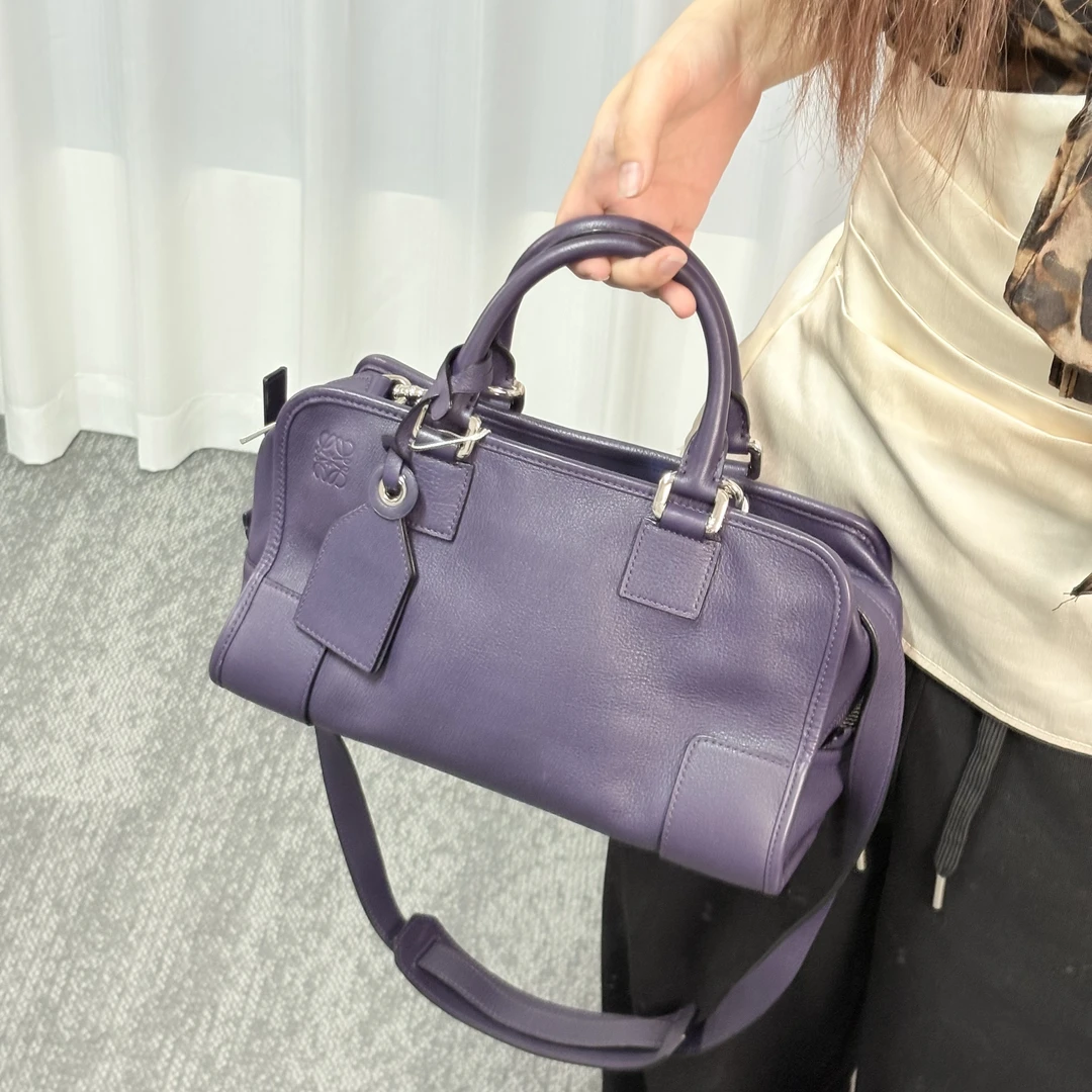95新 LOEWE/罗意威 新款紫色小号亚马逊手提斜挎包sq