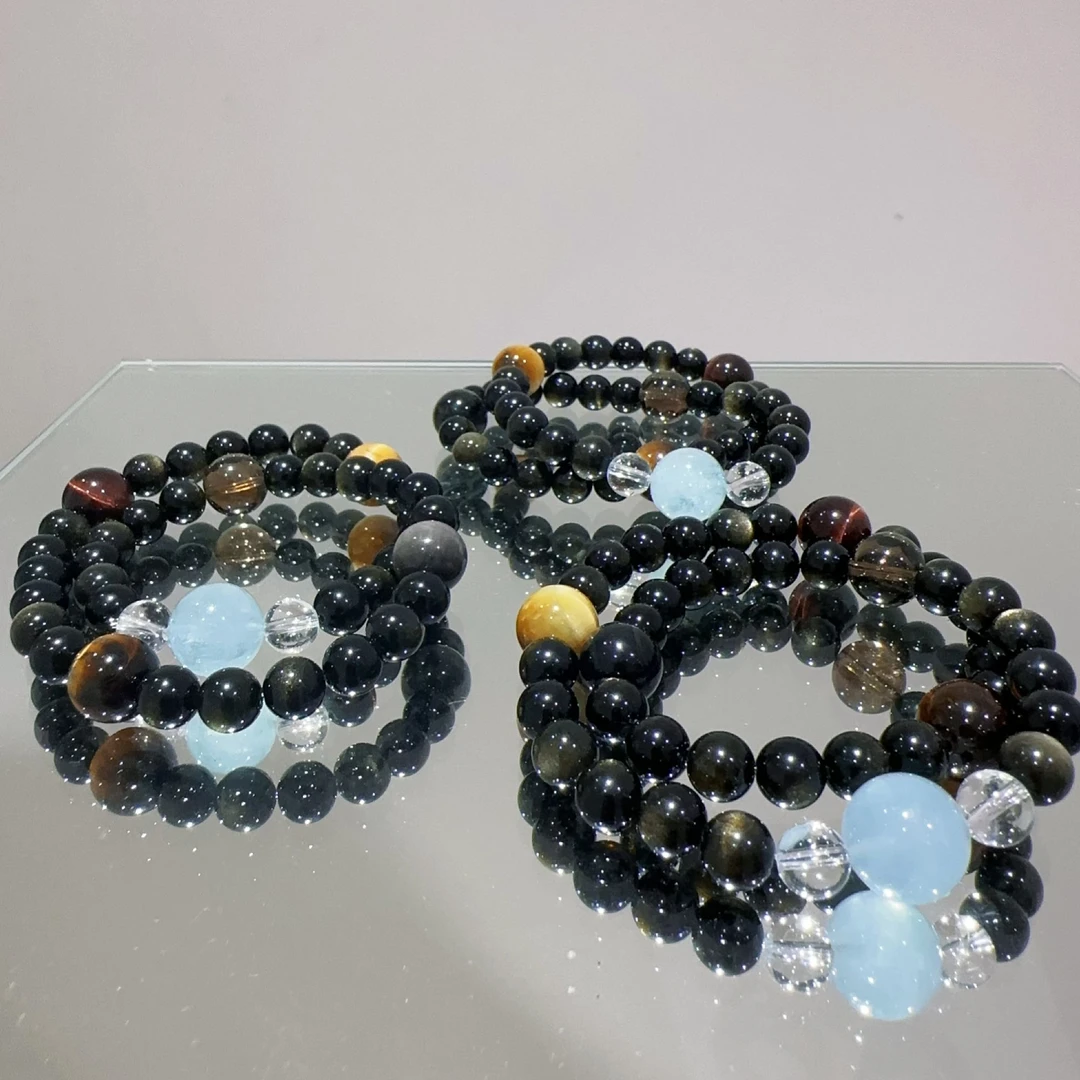 硕夏天然金曜石8-9mm设计款手链多样性发其一SX01122