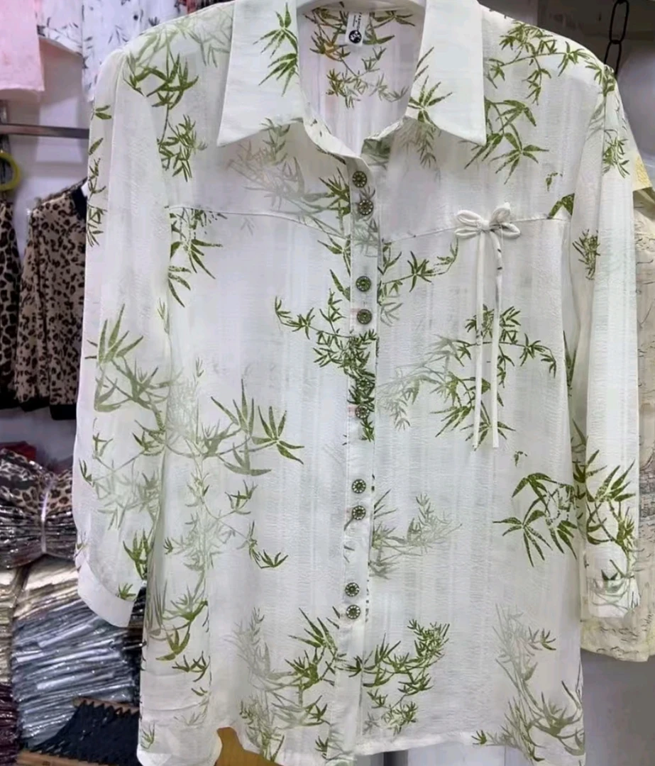 开衫富贵竹女士时尚七分袖花衫（卡码拍大）