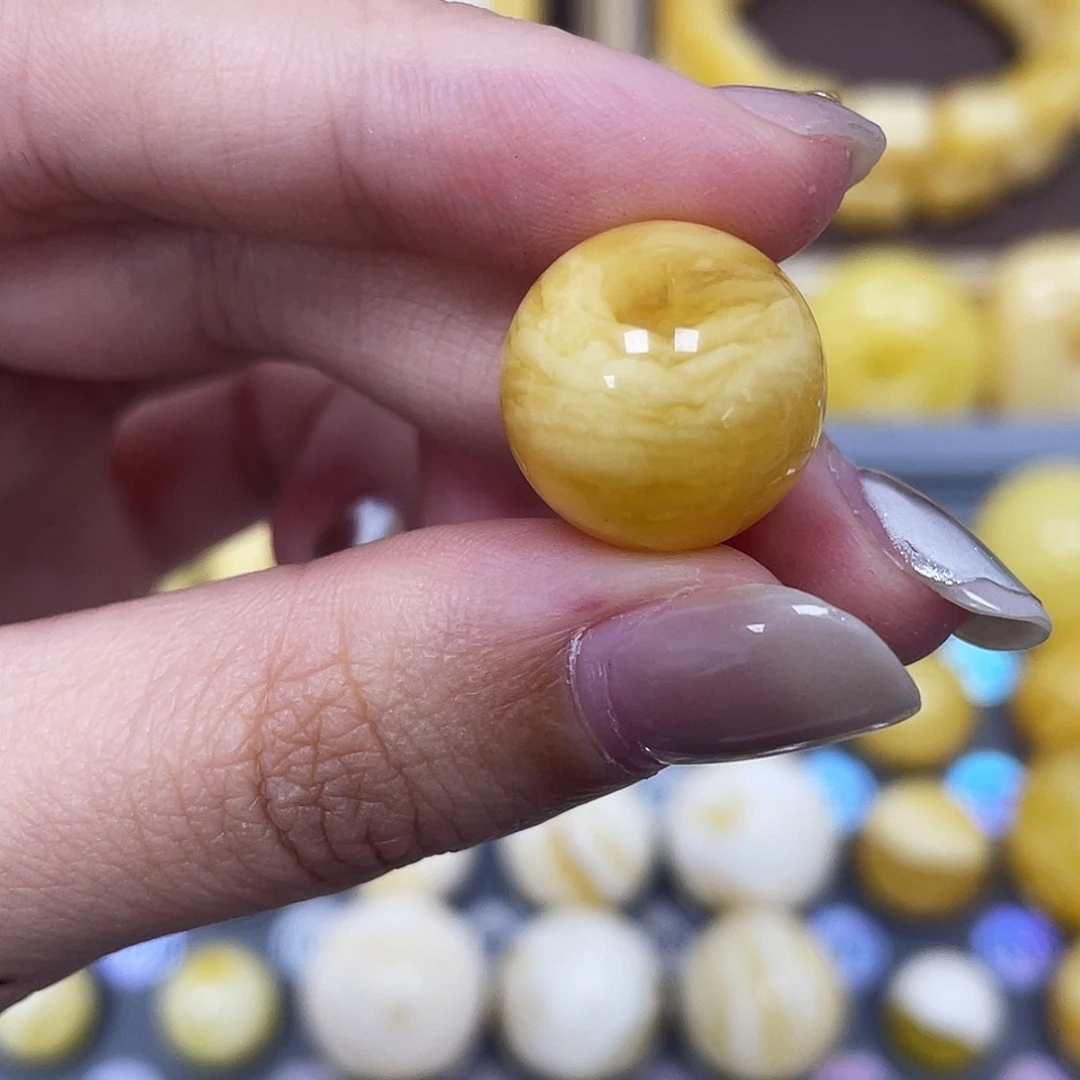 琥珀未镶嵌裸石15.2mm虎皮瑕 205