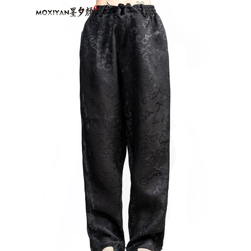 【墨夕颜】2025新款香云纱桑蚕丝男装 蝶恋缠枝 休闲裤-MH-909