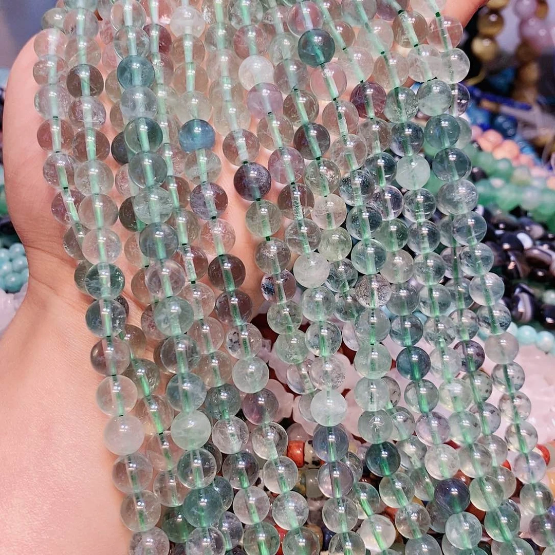 玛瑙/玉髓散珠8mm莹石水晶一条
