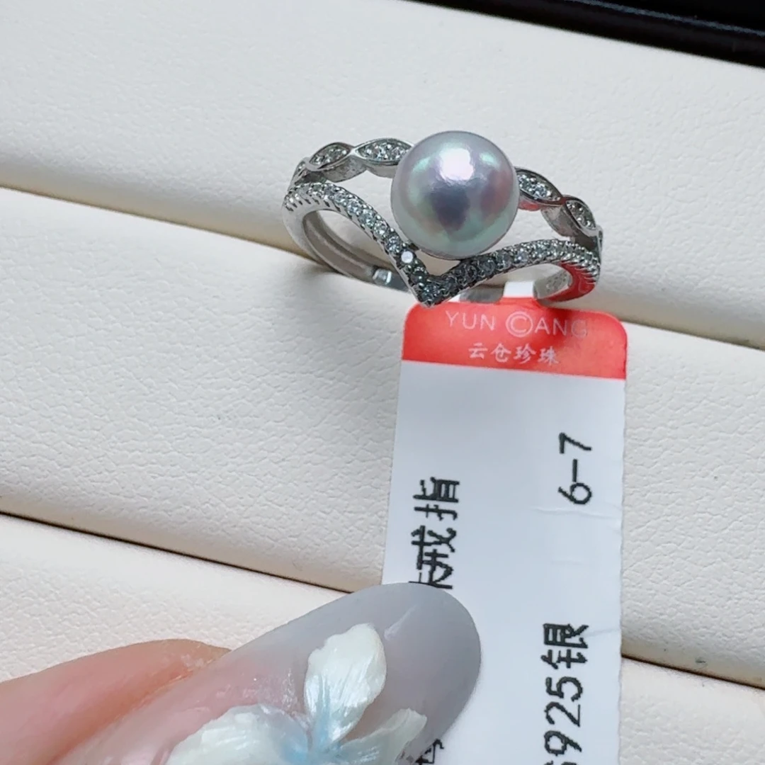 海水珍珠戒指银S925镶嵌@@yj329