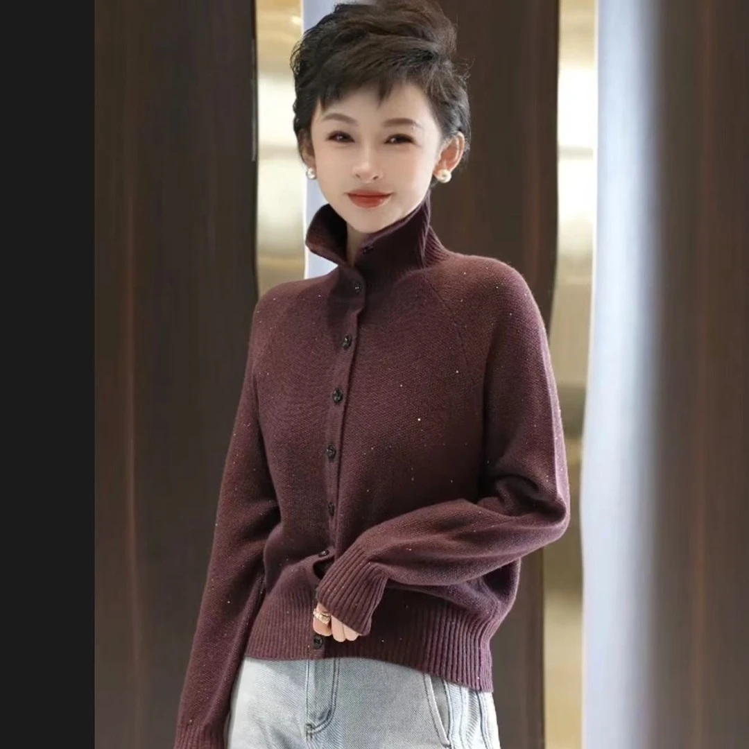 MINGGANG/名港【人间旅客】七彩亮片 秋冬加厚气质针织衫MG7328