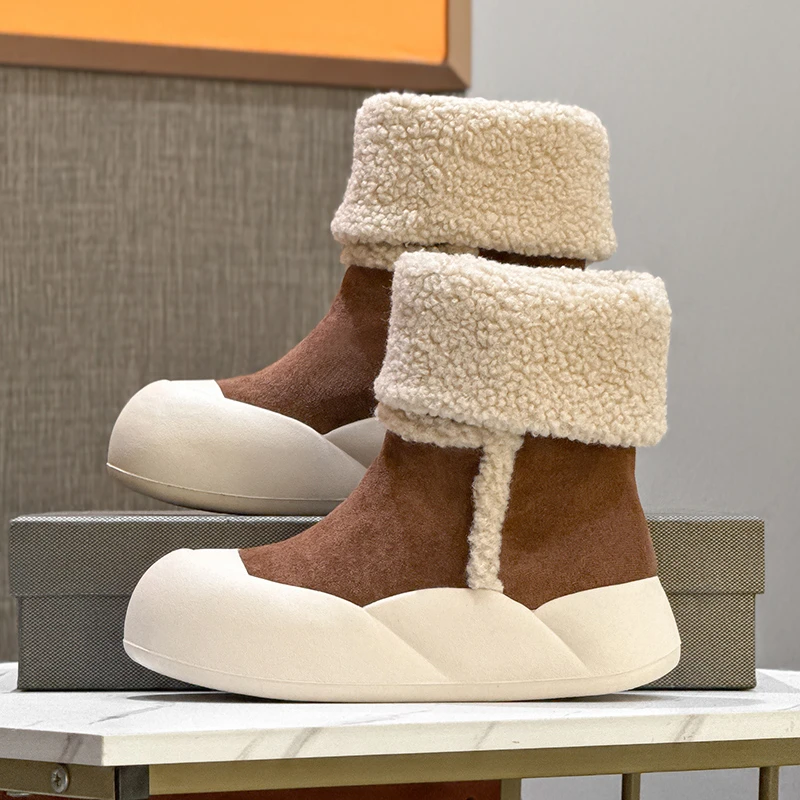 冬季韩版保暖防滑中筒棉鞋加厚百搭时尚雪地靴女2025加绒厚底靴子