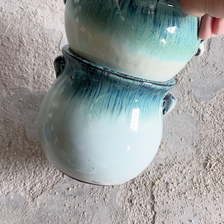 紫砂花盆高14口14